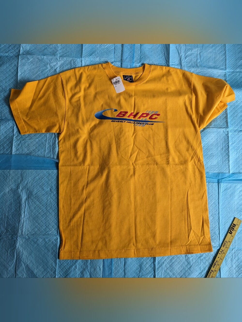 Beverly Hills Polo Club Logo Yellow Orange t-shirt Size L Vintage Y2K NWT